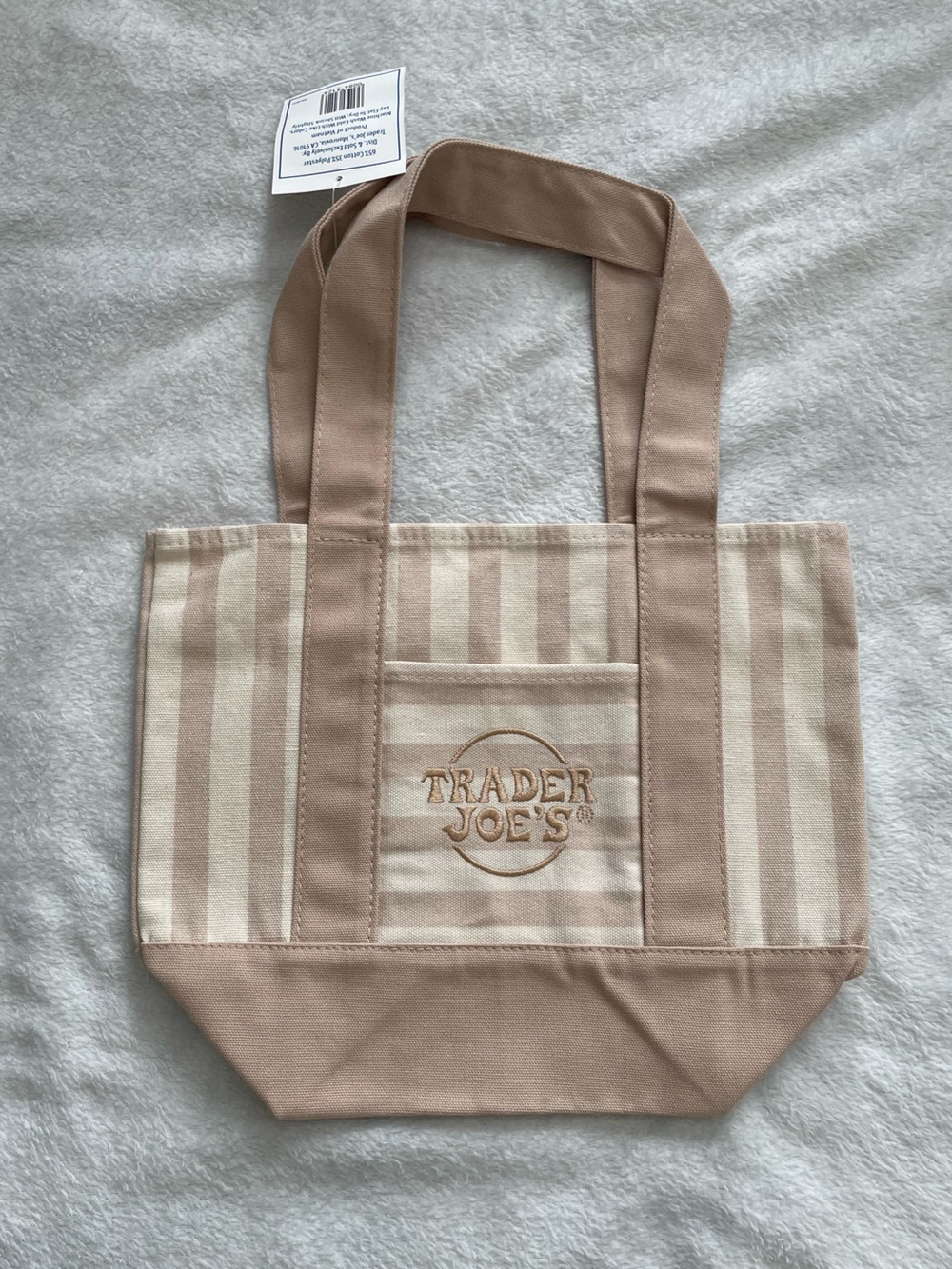 NWT Trader Joe's Striped Market Tote in Light Beige Limited Edition
